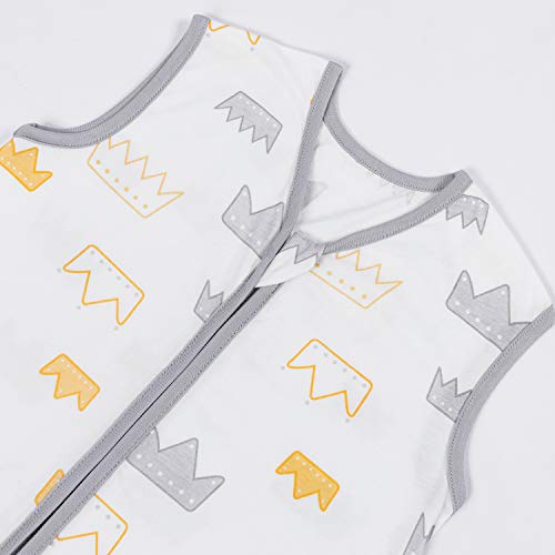 Tillyou Sleep Sack - Cotton Wearable Blanket Baby 2-Pack Set, Fits Infant Newborn Ages 0-6 Months, Gray Crown #TOP7