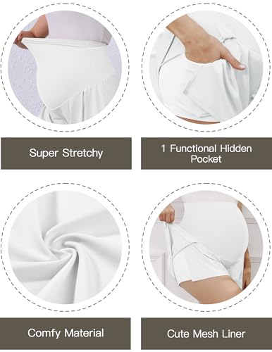 Image of PACBREEZE Women's Maternity Shorts Over Belly Quick Dry Workout Athletic Running Shorts with Zipper Pockets