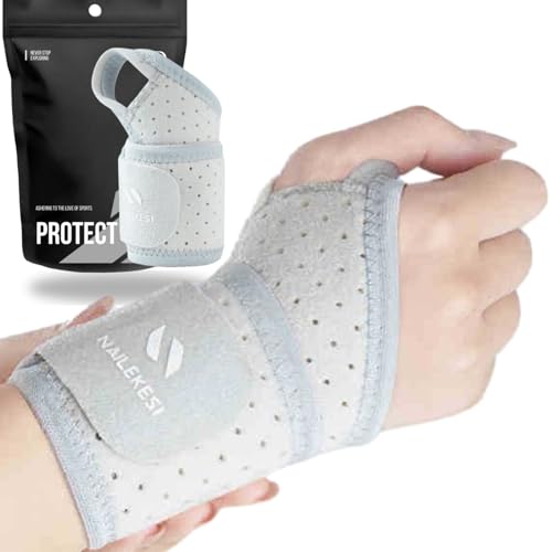 Orthopädische Handgelenkbandage, speziell für offene Handgelenke, Diditis und Verstauchung, Anti-Kratz-Design, verstellbare Kompression, bequem und atmungsaktiv, Handgelenkbandage, Hellgrau.