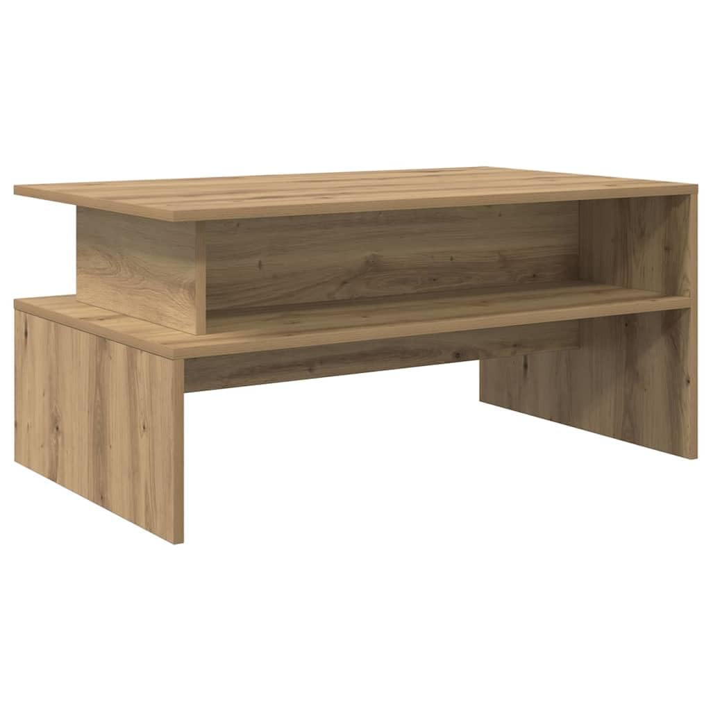 Table basse rectangulaire en bois d'ingénierie chêne artisanal salon 90cm