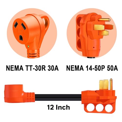 Image of 50 Amp to 30 Amp RV Adapter Cord, Dogbone NEMA 14-50P to TT-30R
