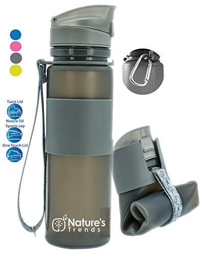 Collapsible Water Bottle – BPA-Free Eco Hiking Bottle – Foldable Gym Bottles –