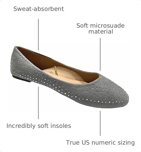 Image of Shoes 18 Womens Faux Suede Rhinestone Ballerina Ballet Flats Shoes