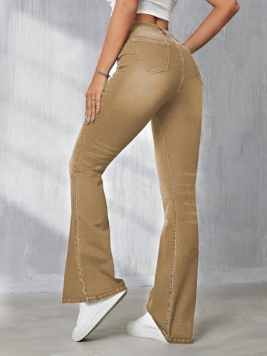 Image of Ben Martin Women's High Waist Jeans || Flared Bell Bottom Bootcut Pants || Wide Leg Stretch Denim - Perfect for Travel, Party & Everyday Use Sizes 26 to 40 (0)
