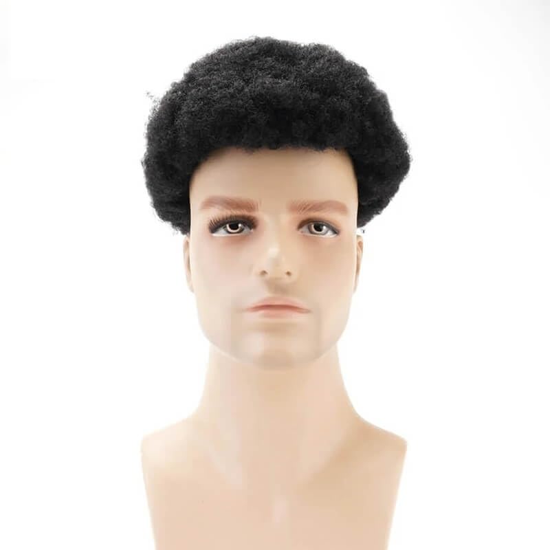 Tropper Tupecik afro kręcony z podwójnie tkaną trwałą podstawą dla mężczyzn