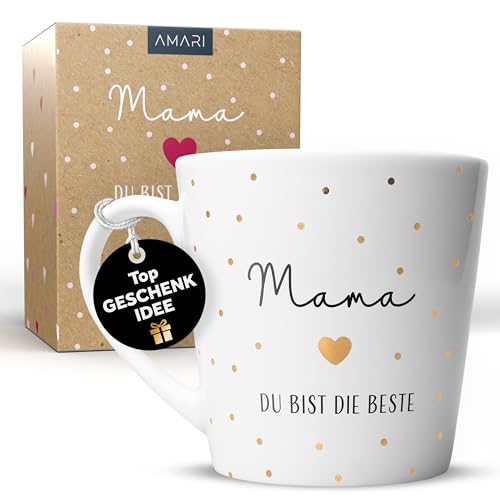 Amari Mama Tasse mit Herz Geschenkidee für Mutter Tasse zum Muttertag oder Geburtstag Liebevolles Geschenk für Mama Kaffeetasse für Frauen Tetasse