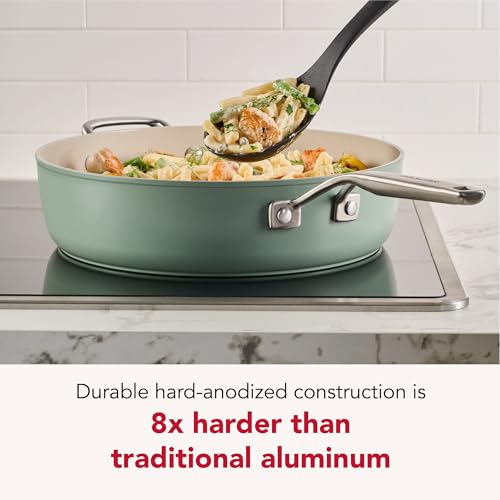 Image of KitchenAid Hard Anodized Non Stick Ceramic Frying Pan 5-Qt, Cardamom
