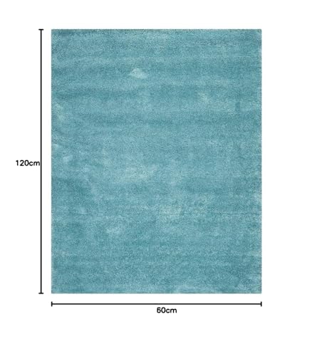 Image of F & B RUGS ; SUPERIOR QUALITY PRODUCTS Firoz and Brothers Handwoven Super Soft Indoor Modern Shag Microfibre Silky Fluffy Smooth 2x4 feet Sky