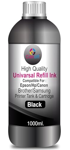 Image of CANOFF Compatible Refill for 001, 003, 008, 005, T664 (UV) 1Ltr. X 1 Black Ink (and Other Models That Support Epsson Ink Tank Systems) (1000ml) (Epsson Printer Refill Ink, Black)