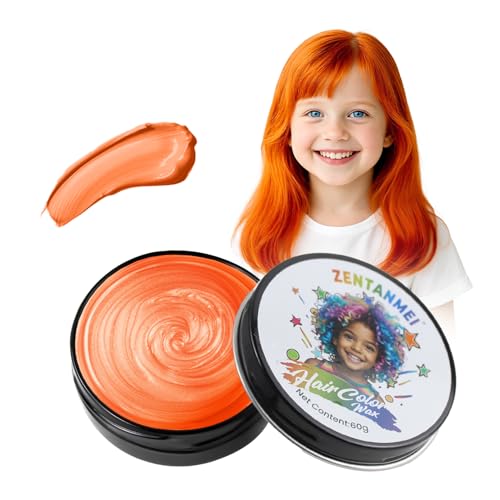 ZENTANMEI Temporary Hair Color Wax 2.12 oz, Washable Orange Hair Dye for Women & Men, DIY Styling Clay for Party, Cosplay, Halloween, Christmas (Orange)