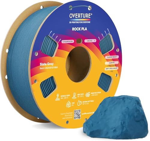 OVERTURE Marble PLA 3D Printer Filament 1.75mm, Rock PLA, 1kg Slate Grey