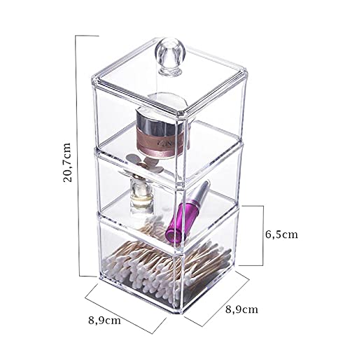 Acrílico Store Porta Cotonete E Algodão Triplo