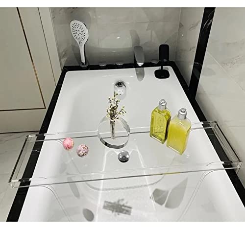 Plateau de bain transparent : étagère de rangement baignoire multifonctions pour serviettes