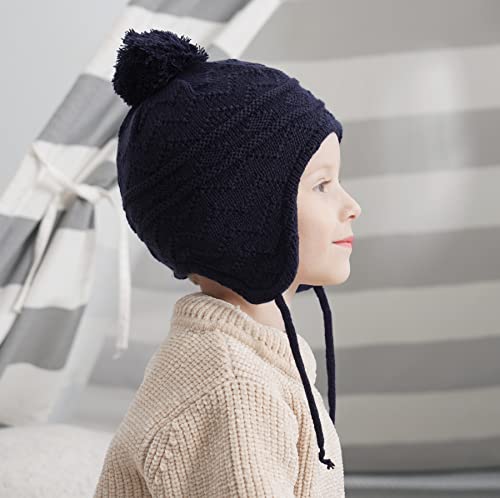Connectyle Toddler Boys Girls Beanie Hat Fleece Lined Knit Kids Hat with Ear Flaps Warm Winter Hat Acrylic Watch Hat4