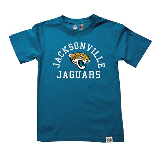 Wes and Willy NFL Kids Short Sleeve Organic Cotton Tee Shirt Jacksonville Jaguars Jags Teal M