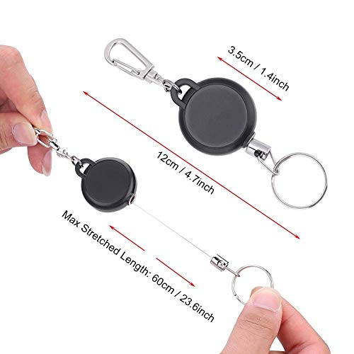 Dilwe Chaveiro retrátil, suporte de carretel de crachá portátil para cartão de identificação, Preto,