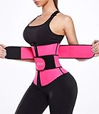 ANGOOL Neopren Waist Trainer for Women,Workout Plus Size Trimmer Belt Sauna Sweat Corset Cincher with Zipper M Pink