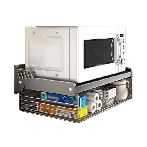 Generisch Soporte para microondas, estante de almacenamiento para horno microondas, estante flotante para pared, estante de especias para horno, para dormitorio, dormitorio, dormitorio, color negro