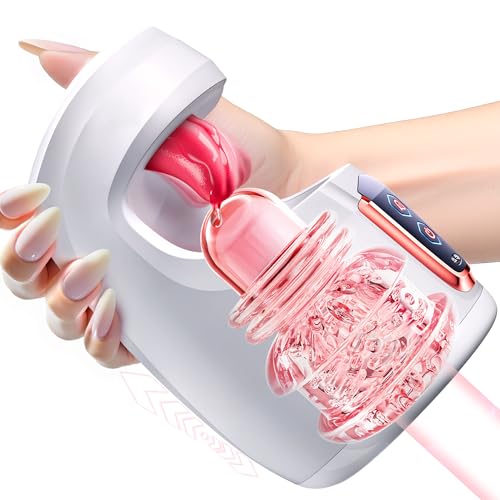 Sex Toys for Men Male Masturbator - Sex Toy with 10 Thrusting & 10 Real Sex Toys Tongue Licking Modes Blowjob Sex Machine Stroker for Training Stimulation Increase Endurance Male Sex Toy