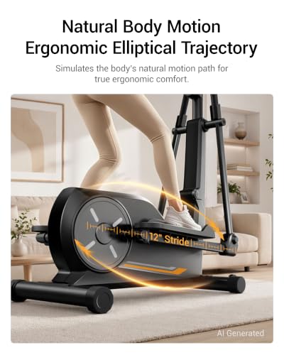 Image of CURSOR Elliptical Exercise Machine, Elliptical Machine for Home with Hyper-Quiet Magnetic Driving System,8&16 Levels Resistance,Compact Elliptical with 12IN Stride,LCD Monitor,350LBS Weight Capacity