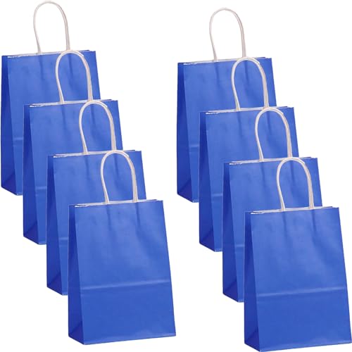 30 Bolsas de Papel Azul Real Con Asa - 15 x 8 x 21 cm - Para Regalo, Navidad, Bodas, Compras y Cumpleaños