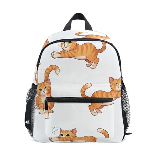 GAIREG Sac à dos mignon chat orange blanc avec étiquette nominative, sacs à dos maternelle, Chat orange mignon blanc, Small, Sacs à dos mignons