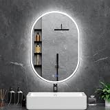 WISSMIELS Oval LED Bathroom Mirror, 26'x 38' Frameless LED Mirror with Front Light and Backlit, Anti-Fog, Dimmable Modern Wall Mounted Lighted Mirror, Pill-Shaped Smart Mirror Bathroom