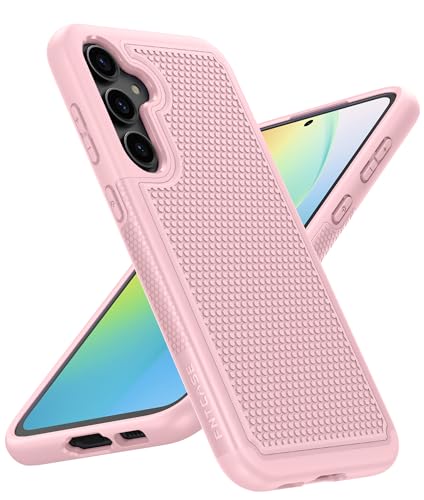 Image of FNTCASE for Samsung Galaxy S24 Case: Dual Layer Heavy Duty Cell Phone Protective Cover Shockproof Rugged with Non-Slip Textured - Military Drop Protection Bumper Tough - 2024, 6.2inch Sakura Pink