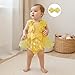 Baby Girls Romper Dress Summer Floral Embroidery Mesh Jumpsuit and Headband Set Fashion Clothes Outfits (Yellow, 0-3 Months)