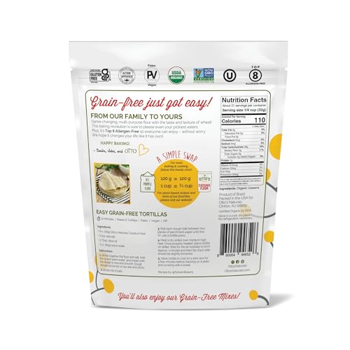 Otto's Naturals Multi-Purpose Cassava Flour, Non-GMO, Gluten-Free, Grain, Nut and Gum-Free, 1-to-1 Wheat Alternative, Paleo, AIP, 1 lb