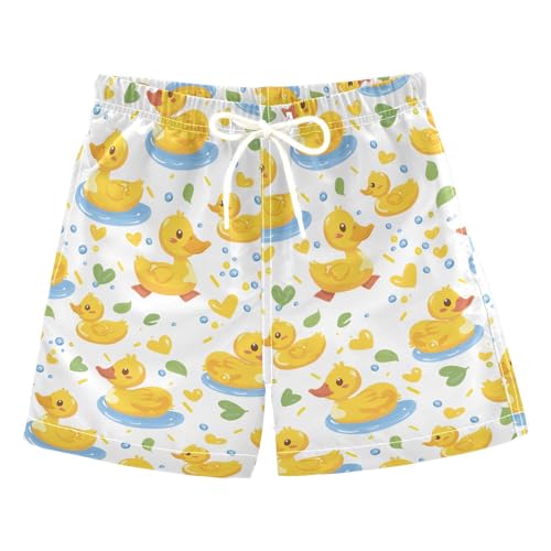 ALAZA Happy Duck Bubble Leaf Boys Quick Dry Beach Board Shorts Kids Swim Trunks Bathing Suit Swimsuit XS Multicolor