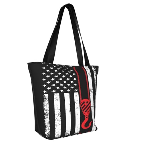 Excavator American Flag Bags Shoulder Tote Bag Large Handbags for Women Suitable for Travel 13 Inches2