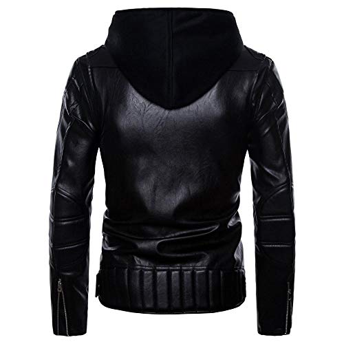 Veste imperméable en cuir moto pour homme avec capuche ajustable - 2