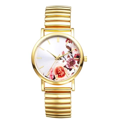 Montre femme bracelet élastique : idée cadeau idéale et légère couleur or brillant