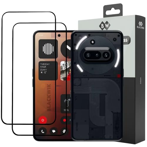 Image of Blackwik Tempered Glass Screen Protector for Nothing Phone 3A / Nothing Phone 3A Pro 5G with Edge-To-Edge Protector Coverage | Easy Installation Kit (Black) (Pack Of 2)