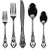 Silverware set 30 pieces retro royal silverware set for 6 anti rust stainless steel flatware set including fork spoon and knife dishwasher safe black  urban country home decor