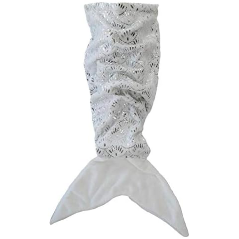 Fashion by Purdashian Plush Soft Fleece Animal Tail Blanket for Kids Teens and Adults (White Sparkle - Kids - Mermaid Tail) Cover
