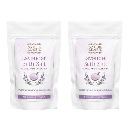 Image of Lavender Bath Salt Soak with Natural Essential Oils, Calming Aromatherapy for Stress Relief, Muscle Relaxation & Skin Revitalization, Luxury Spa-Like Experience, Paraben & Cruelty Free, 250g (Pack of 2)