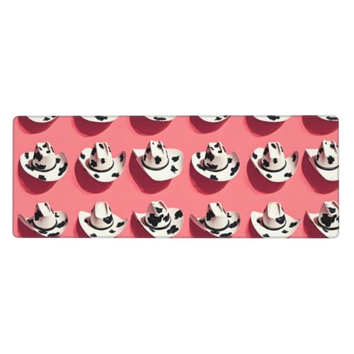 Tapis de souris de jeu Chapeau de cowboy noir et blanc grand format pour PC