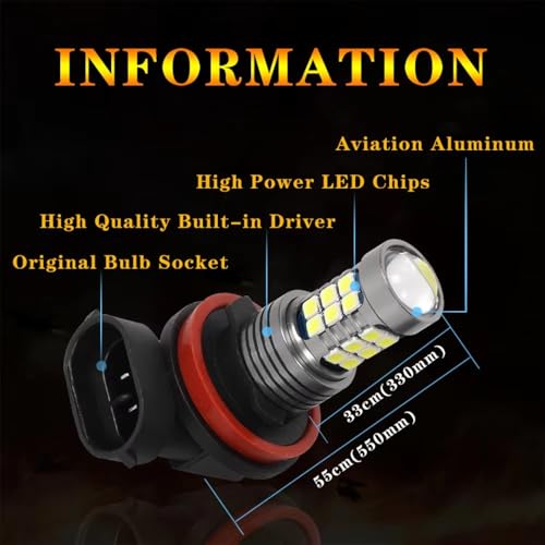 Antibrouillard avant LED pour Jazz 2007-2019 ampoule de rechange éclairage auto - 6