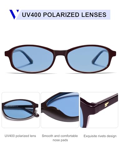 Image of VANLINKER Retro Polarized Rectangle Sunglasses Womens Trendy 90s Small Square Sunnies Vintage Narrow Thin Frame VL9855