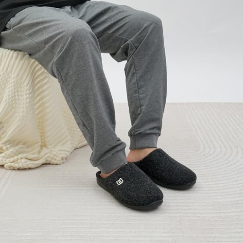 WateLves Filzpantoffeln Herren Hausschuhe Pantoffeln im Herbst und Winter Slipper Unisex mit Rutschfest Sohle Filzlatschen(Schwarz, 43.5EU)