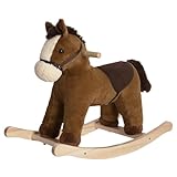 Rock My Baby Rocking Horse, Dark Brown Horse Rocker for Toddlers 18M+, Plush Ride on Horse Toy with Realistic Sound,Soft Stuffed Filling, CPC Certified