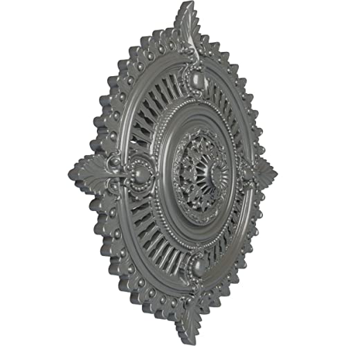 Image of Ekena Millwork CM29HYSLS Haylynn Ceiling Medallion, Silver, 29 1 /8 inchOD x 1 1 /4 inchID x 4 inchP