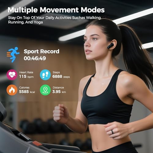 Image of Smart Ring for Women & Men, Health Tracker Ring with Heart Rate, Blood Oxygen,Blood Pressure, IP68 Waterproof Fitness Ring, Sleep Tracker for iPhone and Android, No APP Fee (Silver, 10#)