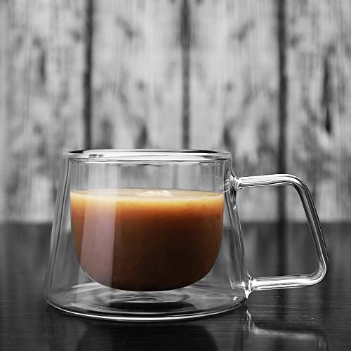 ZHKY Kreative Doppelschalig Kaffee-Glas-Schale, Transparent Kaffeetassen Tassen hitzebeständiges Glas Borosilikat-Becher for Cappuccino, Latte, Tee, Milch, Bier, Saft 160ml (Größe : EIN) Cover