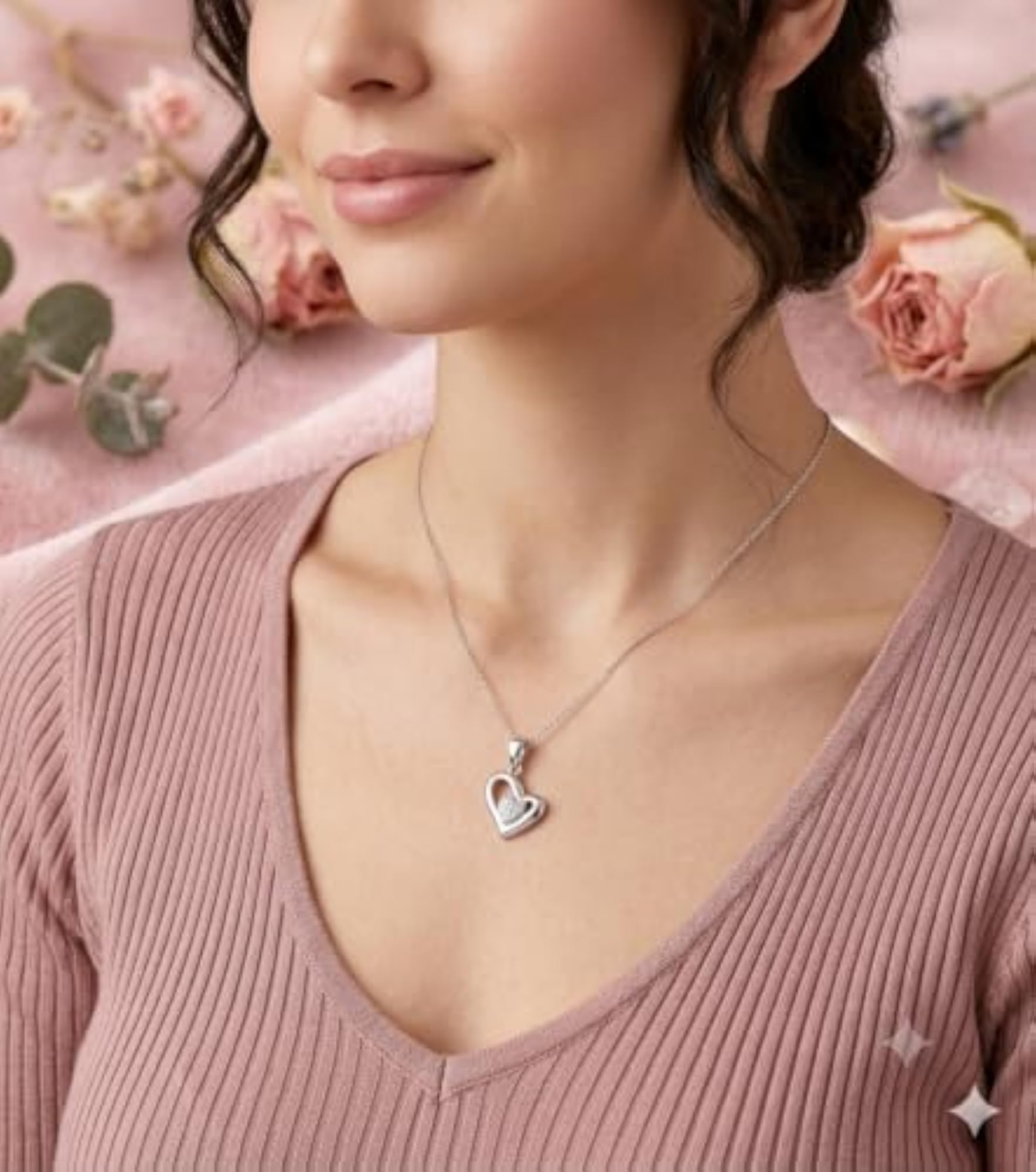 925 Sterling Silver Love Heart Pendant for Women, Gift for Her