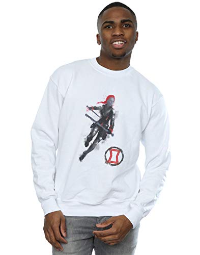 Marvel Men's Avengers Endgame Painted Black Widow Sweatshirt White XX-Large