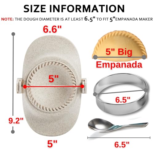 MUMSUNG Empanada Maker Press, 5 Inch Extra Large Dumpling Maker Set with Dough Cutter, Dumpling Mold Set for Pierogi, Pastelitos, Calzone, Turnovers, Chinese Dumpling 5"