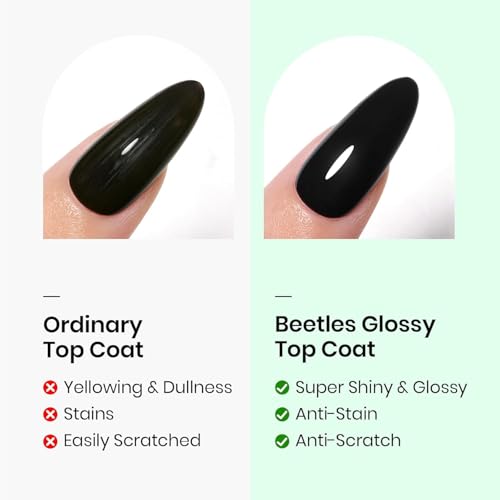 Image of Beetles 2Pcs 15ml Gel Base and Top Coat Set - Upgrade No Wipe Extra Glossy Top Coat Finish for Gel Nail Polish, Soak Off UV /LED Lamp Needed, Essentials for Long-Lasting Manicure Kit